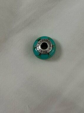 Pandora Blue/Green Glass Charm with Silver Core
